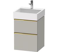 Cloakroom Vanity Unit Duravit D-Neo 2 drawers, gold handles for Lav. Vero Air 484mm Concrete Grey Matt DE4370034070000