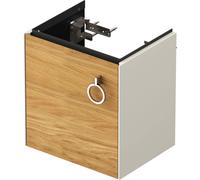 Cloakroom Vanity Unit Duravit White Tulip left door, handle 384x410mm Naturel Oak solid/Nordic White Silk Matt WT4250LH539