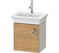 Cloakroom Vanity Unit Duravit White Tulip left door, handle 384x410mm Naturel Oak solid/Taupe Silk Matt WT4250LH560