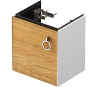 Cloakroom Vanity Unit Duravit White Tulip left door, handle 384x410mm Naturel Oak solid/White high gloss WT4250LH585