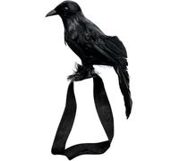 Clobeau Gothic Halloween Crow on Shoulder Realistic Black Feather Crow Statue with Shoulder Strap Bird Crow Costume Halloween Cosplay Themed Party Crows Props Holiday Decoration