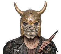 Clobeau Halloween Gothic Skull Horns Mask Scary Latex Full Head Mask Zombie Demon Devil Evi Warrior Costume Masks Horror Face Cover for Party Cosplay Haunted House Theme Events Masquerade Devil Masks