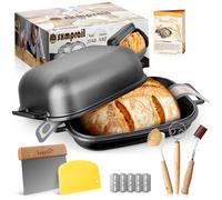 Cloche Loaf Dutch Oven, Pre-Seasoned, 9.5QT, 13 LBS Heavy Duty, Non-Stick, Large Cast Iron Bread Pan With Lid, Oval Cloche for Sourdough Artisan Baking