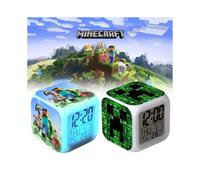 Clock Alarm Minecraft Led Night Light Colourful Desktop Decoration Changing