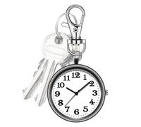Clock, Alloy Watch Clip, Round Pocket Watch Backpack with Key Buckle | Civil Servant Pendant, Stylish Watches Bag Charm for Lovers Holidays Friends 3.23x1.57x0.28 Inches