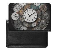 Clock Art Passport Holder Cover Passport Cover Protector Essentials with Credit Card Slots Slim Travel Wallet Covers Documents Organizer Protector for Man&Women