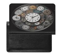 Clock Art Passport Holder for Travel Document Holders PU Leather Credit Card Holder Minimalist Front Pocket Wallet Fashion Passport Wallet Cover Case Slim Bifold