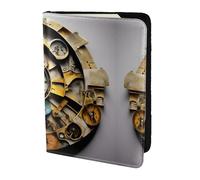 Clock Art print Leather Card Case Travel Accessories Passport Holder Cover Wallet for Women Men, Black, One Size