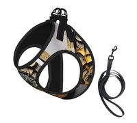 Clock Art Print Pet Leash Vest Soft Adjustable Step In Puppy Vest Outdoor Walking with Leash