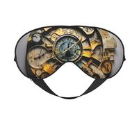 Clock Art Print Soft Eye Mask with Adjustable Strap Sleep Shade Cover for Airplane Travel Nap