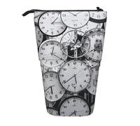Clock Art Print Standing Pencil Case Telescopic Pencil Bag Pop Up Pencil Pouch Pen Pouch Makeup Cosmetics Bag