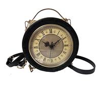 Clock Bag Real Work Steampunk Style Portable Purse Chain Shoulder Female Bag Crossbody Bags Creative Round Crossover Purse Fashion Messenger Shoulder Bag Handbag for Women (A)