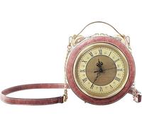 Clock Bag Real Work Steampunk Style Portable Purse Chain Shoulder Female Bag Crossbody Bags Creative Round Crossover Purse Fashion Messenger Shoulder Bag Handbag for Women (D)