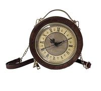 Clock Bag Real Work Steampunk Style Portable Purse Chain Shoulder Female Bag Crossbody Bags Creative Round Crossover Purse Fashion Messenger Shoulder Bag Handbag for Women (B)