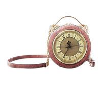 Clock Bag Real Working, Vintage Shoulder Bag, Messenger Steampunk Style Shape Leather Circle Handbag, Chain Shoulder, Female