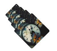 Clock Butterfly Car Air Fresheners Cards 4 Pcs Hanging Fragrance Scented Cards Long-Lasting Car Aromatherapy Tablets for Wardrobe Bathroom Car Interior Mirror Pendant Gifts
