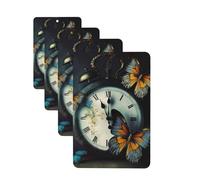 Clock Butterfly Car Air Fresheners Cards 4 Pcs Hanging Fragrance Scented Cards Long-Lasting Car Aromatherapy Tablets for Wardrobe Bathroom Car Interior Mirror Pendant Gifts