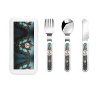 Clock Butterfly Print 3 Flatware Set Knife Fork Spoon