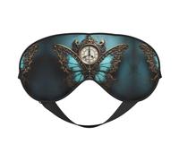Clock Butterfly Print Soft Eye Mask - Comfortable Sleep, Elastic Nighttime Shade, Eye Covers for Travel, Meditation