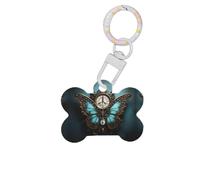 Clock Butterfly Printing Bone Shaped Dog Tag Pet Id Tags,Acrylic Dog Tags Cat Tags with Ring for Dog Cat,Pendant Crafts