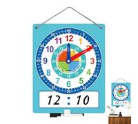 Clock For Bedroom - Dark Wall Clocks - Teaching Clocks | Cardboard Double-Sided - 13.5 Inch Writable Dry Erase | Educational Demonstration Clock With Pen | Kids Time Learning - Home School Classroom