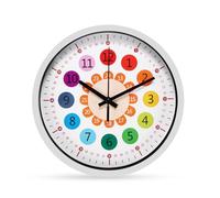 Clock For Kids, 8 Inch Wall Clock Learning Clock,Kids Clock Silent Analogue Telling Time Teaching Clock Kids Learn To Tell Time Easily For Room Home Kitchen Bedroom Office School