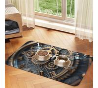 Clock Gear print Cats Pet Bowl Placemat Pet Feeding Mats for Dogs, Non-Slip PU Leather Tablecloth for Pets