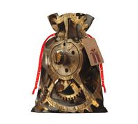 Clock Gear Print Eco-Friendly Gift Drawstring Bag Holiday Present Pouches Party Favors Goodie Bags