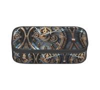 Clock Gear Print Fashionable Functional Pencil Case Convenient Daily Use Storage Makeup Toiletries