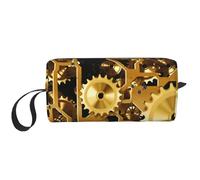 Clock Gear Print Foam Padded Cosmetic Case Simple Organizer Pouch Lightweight Travel Bag for Space Saving