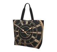 Clock Gear Print Large Women Tote Bag,Stylish Waterproof Ladies Shoulder Bag, Folding Beach Travel Bag for Work,Shopping