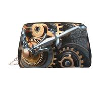 Clock Gear Print Leather Makeup ba Leather Makeup Bag - Stylish Travel & Toiletry Companion