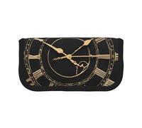 Clock Gear Print Pencil Case Big Capacity Pencil Bag Makeup Pouch Durable Students Stationery with Double Zipper for School/Office
