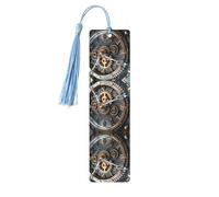Clock Gear Print Wooden Bookmark Women Men Tassel Book Marks Bookmarks for Book Lovers Reading Accessories