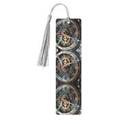 Clock Gear Print Wooden Bookmark Women Men Tassel Book Marks Bookmarks for Book Lovers Reading Accessories