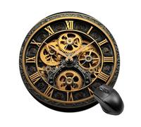 Clock Gear Round Mouse Pad Cute Small Computer Mouse Mat Non-Slip Rubber Base Gaming Mousepad for Wireless Mouse, Gaming, Office, Laptop, Women, Men