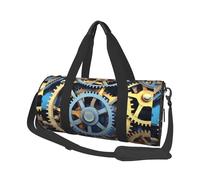 Clock Gears -Print Round Travel Bag Large Capacity Duffel with Multiple Pockets Lightweight Foldable for Gym Weekend Trips.
