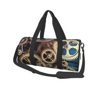 Clock Gears Printed Canvas Travel Duffel Bag - Gym Sports Bag with Large Capacity for Weekend Business Travel