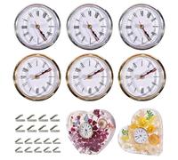 Clock Insert 6Pcs 2.6in Round Gold & Silver Clock Parts for Resin Mold Battery Powered Inserts for DIY Clocks, No Battery