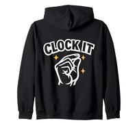 Clock It Finger Gesture Funny Trending Brainrot Meme Zip Hoodie
