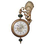 Clock Large Wall Clock Double Sided Clocks 360° Battery Operated Clock Luxury Style Non-Ticking Silent Clocks for Living Room Decorative/Bedroom/Kitchen (B)