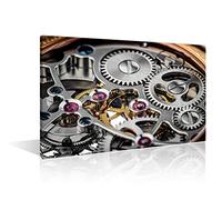 Clock Mechanism Pictures Mechanical Watch Close-up Art Paintings 1 Panel Printed on Canvas Artwork Modern Home Decoration Giclee Wooden Framed Gallery-Wrapped Ready to Hang(16" Wx24 H)