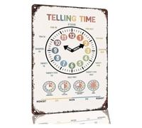 Clock Metal Sign Learn to Tell Time Educational Wall-Art 8x12 Inch