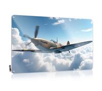 Clock, Metal Wall Decoration Shop Rules A Vintage Fighter Plane Soars Above The Clouds. | Rustic Classic Wall Art(20X30CM)