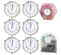 Clock Parts for Clock Resin Mold, 6 Pcs Roman Numerals Clock Pieces for Epoxy Resin Clock Casting, Battery Quartz Clock for Table Decor DIY Gifts, Golden and Silver Colors
