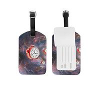 Clock Space Leather Luggage Baggage Suitcase Tag ID Label(3Pcs)