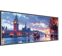 Clock Tower Diamond Painting Bus Diamond Art Kits Adults, 5D DIY Large Full Drill Rhinestone Crystal Gem Art Cross Stitch Kits for Adults for Beginner Home Wall Decor, Gifts for Women 100x200cm P1-287