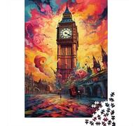 Clock Tower Street Sky 1000 Piece Mini Jigsaw Puzzle For Adults Gift Idea | 70x50cm Cardboard Puzzle Lovers Family Bonding Puzzle Assembly Birthday Gift Home Decor