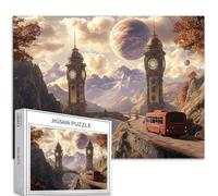 Clock Tower World 1000 Piece Jigsaw Puzzles for Adults Steampunk Scene Art Jigsaw Puzzle Colorful DIY Puzzles for Home Decoration Gifts Family Puzzle Perfect for Game Nights 70×50 cm