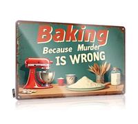 Clock, Vintage Wall Decor Country Bar Gift For Mom Baking Because Murder Is Wrong. | Rustic Old Wall Art(30X40CM)